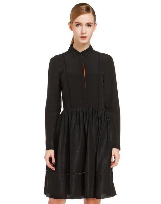 1003000363778    EQ:IQ    黑色时尚优雅长袖连衣裙 商品图0