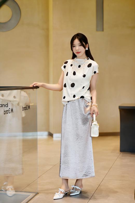 臣禾	【波点印花衬衫】19姆米弹力双乔真丝短袖上衣	JZ252050238 商品图3