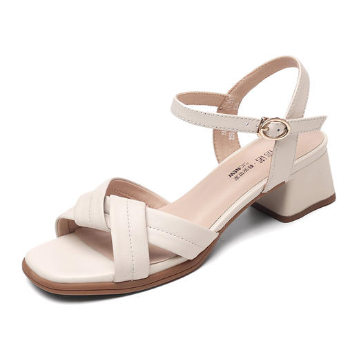 粗跟妈妈凉鞋2025新款夏季外穿中跟软底舒适中老年一字带通勤女鞋5L179-8 商品图4