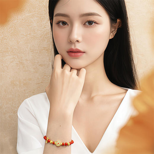 足金八宝罗盘手链 南红玛瑙足金南瓜珠六字箴言手串手链【按克计价黄金3】MEMORA诗普琳GB307101 商品图1