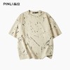 PINLI品立2025夏季新款宽松短袖T恤裂纹肌理烧花扎染印花男士上衣B252111065 商品缩略图3