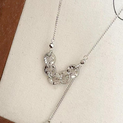 六鑫珠宝 碎冰冰五帝钱铜钱 五福通宝新中式锁骨链 商品图4