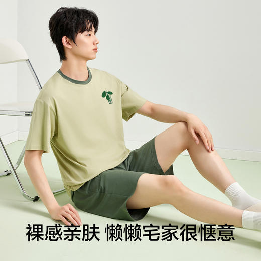 【5A抑菌 100%棉】【有棵树】男士夏季短袖短裤纯棉家居服套装 商品图7