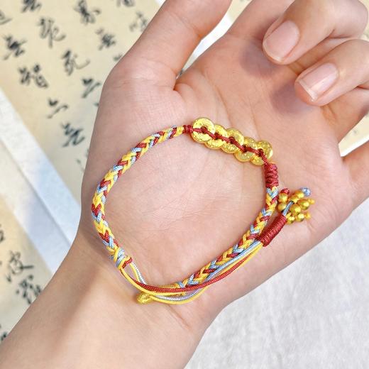 【敦煌五帝钱五彩手绳】敦煌小众古法沙金盘缠彩绳 五帝钱币手工编织手链女 商品图0