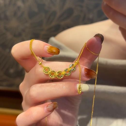 六鑫珠宝 碎冰冰五帝钱铜钱 五福通宝新中式锁骨链 商品图1