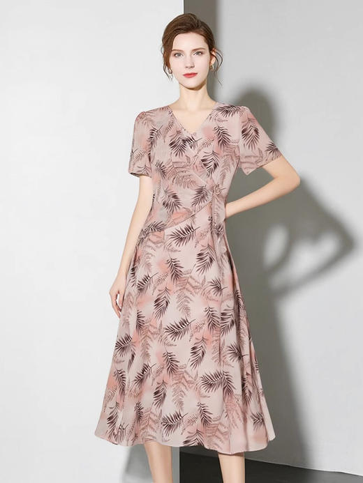 全新升级【铂金会员257/天猫339/差价82】(21431)气质印花连衣裙夏女2025新款女装时尚高级设计感小众中长款裙子 商品图1