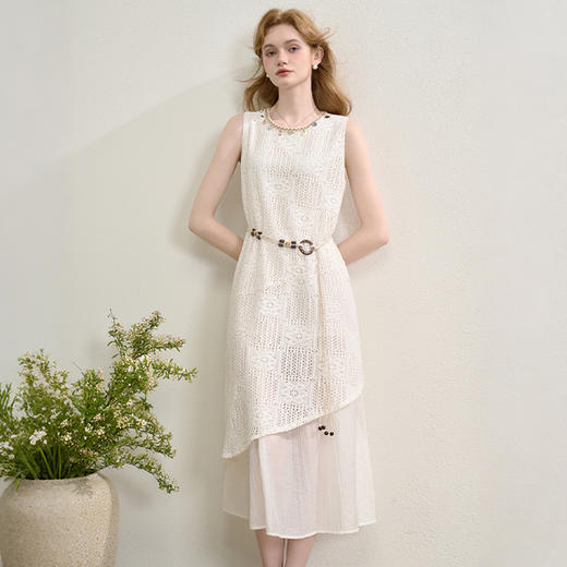 西遇民族风无袖背心裙女夏季新款波西米亚镂空旅游连衣裙K0051013/H0051131 商品图0