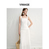 VIMAGE纬漫纪南法温柔拼接压褶裙摆白色吊带连衣裙2025夏季新款V2307917 商品缩略图3