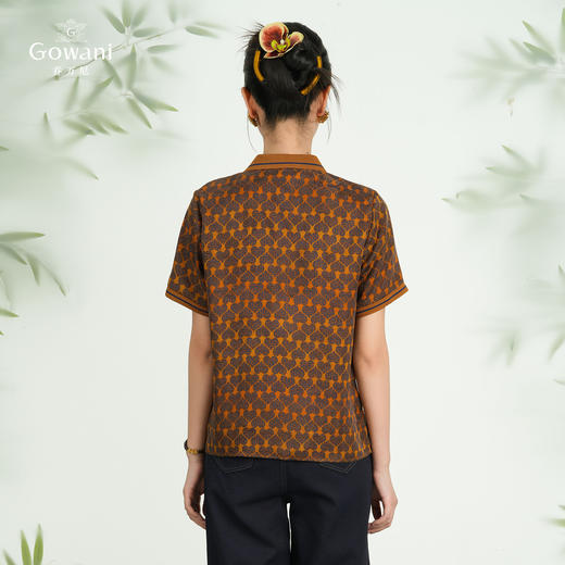 【爱心回纹】【香云纱】乔万尼2025新品polo领设计100%真丝衬衫上衣ED2C457 商品图4