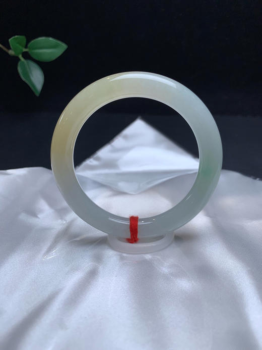 620027，52.5黄加绿细圆条，清秀纯净有特色，一截清新黄翡局部飘一些浅绿，整条润润的，干净 商品图5