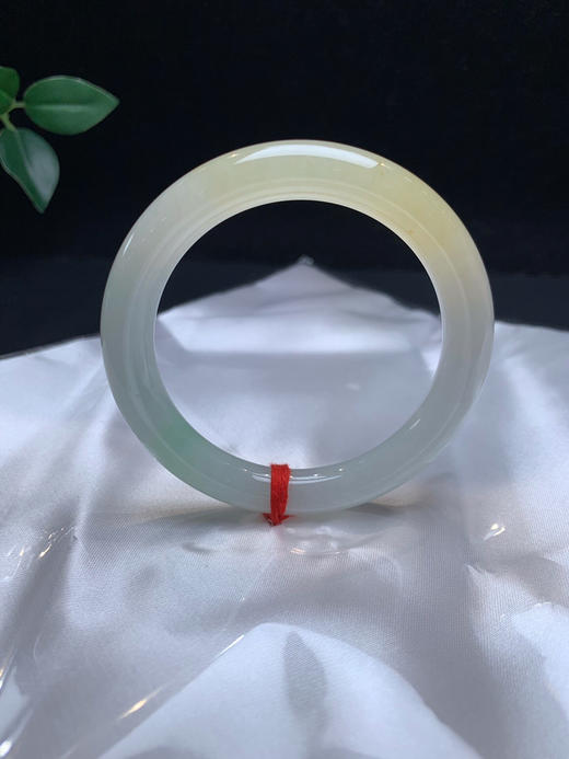 620027，52.5黄加绿细圆条，清秀纯净有特色，一截清新黄翡局部飘一些浅绿，整条润润的，干净 商品图4