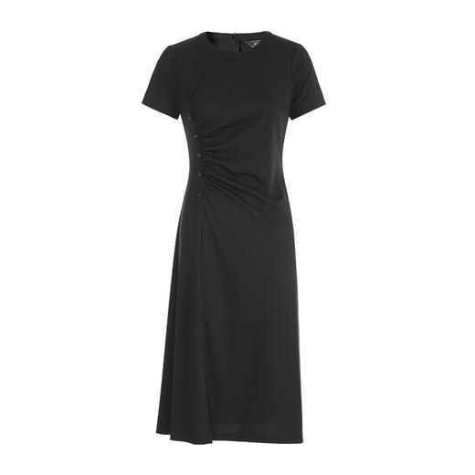 EITIE爱特爱夏季时尚纯色气质捏褶收腰显瘦法式优雅连衣裙7807578 商品图5