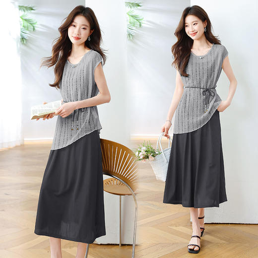 2025年夏季新款吊带连衣裙套装设计感不规则上衣系带减龄两件套HR-XYFS6792 商品图2