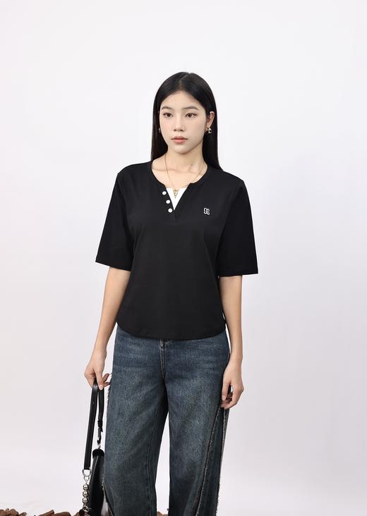 4BAR095919#撞色小V领T恤 商品图3
