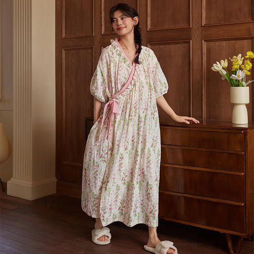 【板嫣甜美国风花边睡裙】自带bar 精选高质100%云朵棉材质 宽松版型 包容性强 无束缚感 随意自在 商品图3