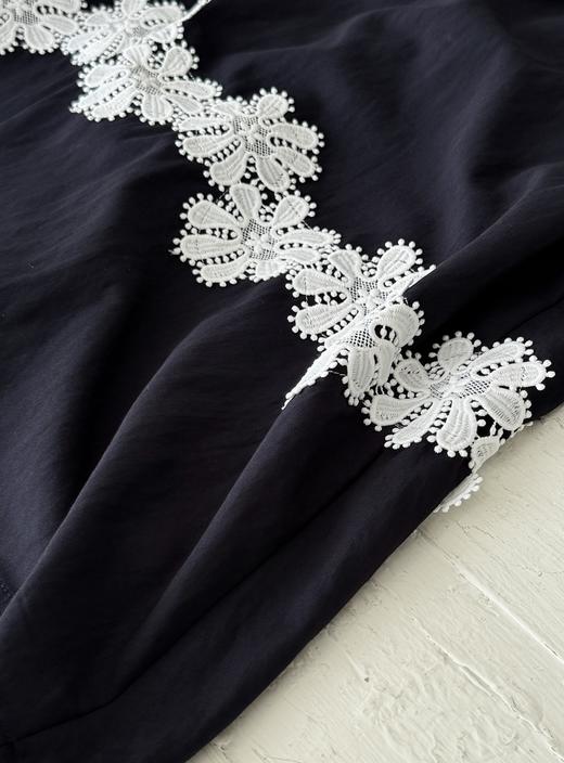 巴黎漫步｜幽蓝蕾丝花边半身裙 全腰松紧设计 藏青色 商品图4