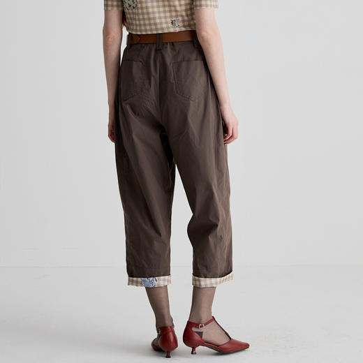 谜底休闲裤女2025夏季新品通勤百搭廓形感长裤萝卜裤子252MK0619 商品图2