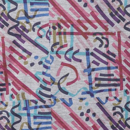 T3551夏季高级感新款男士多彩涂鸦线条设计短袖T恤小众百搭圆领上衣 商品图3