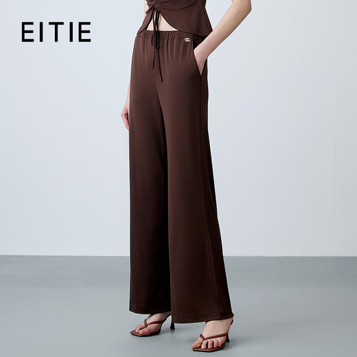 EITIE爱特爱夏季新款高腰显瘦百搭休闲裤长裤7805510 商品图0