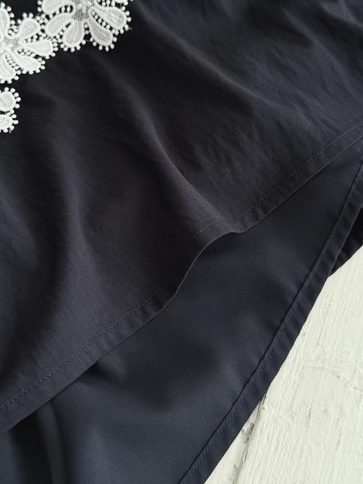 巴黎漫步｜幽蓝蕾丝花边半身裙 全腰松紧设计 藏青色 商品图5