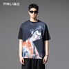 PINLI品立2025夏季新款男士人物印花宽松短袖T恤潮牌高街休闲上衣B252111082 商品缩略图0