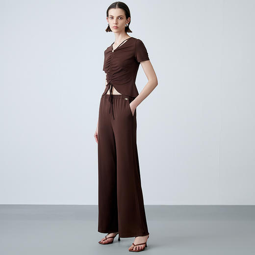 EITIE爱特爱夏季新款高腰显瘦百搭休闲裤长裤7805510 商品图3