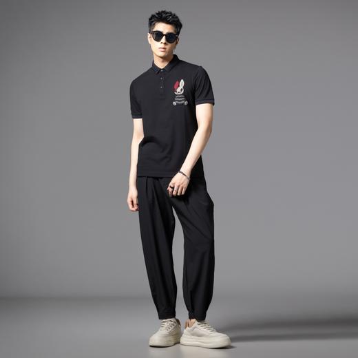PINLI品立2025夏季夏季新款修身翻领兔子贴布绣短袖POLO衫男体恤BG252112095 商品图1