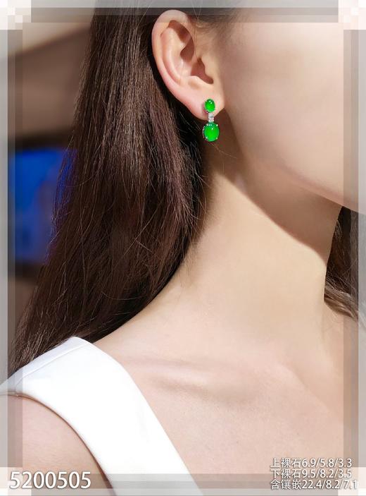 老坑玻璃种艳绿蛋面耳坠【5200505】具体价格微信咨询 商品图4