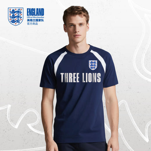 【官方正版】英格兰国家队 | 深蓝拼色T恤夏季运动休闲圆领短袖 商品图1