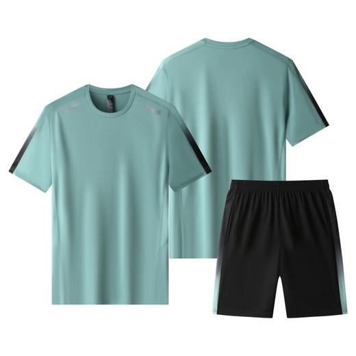 【健身衣跑步服男冰丝运动服套装】夏季短袖T恤晨跑透气冰感速干短裤 商品图4