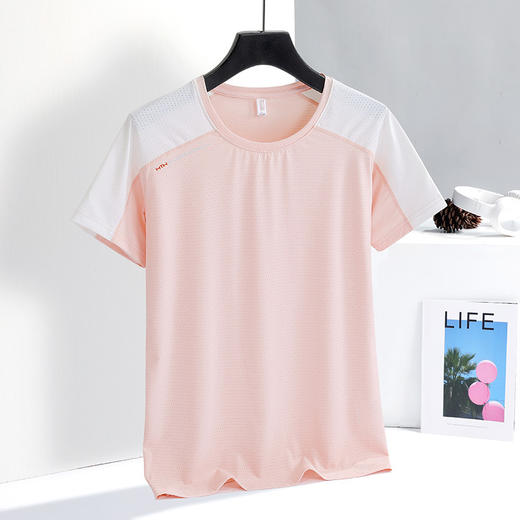 户外运动透气吸汗女上衣短袖高弹速干运动服宽松速干T恤健身衣 商品图0