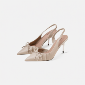 Westory2025年夏季尖头高跟后空单鞋软羊皮通勤空凉鞋W25AH59271