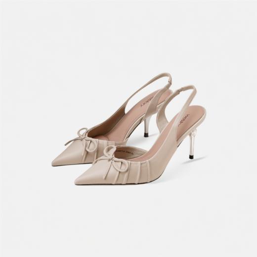 Westory2025年夏季尖头高跟后空单鞋软羊皮通勤空凉鞋W25AH59271 商品图0