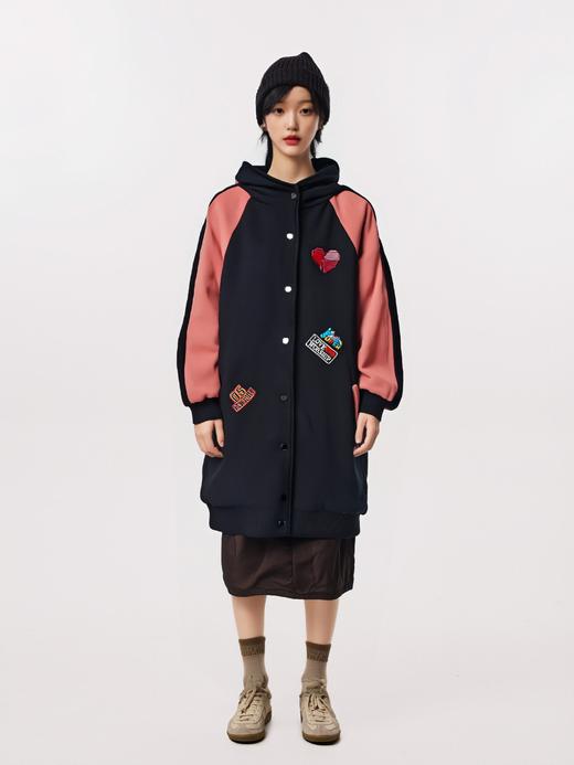 超值购【诗铭洛可】K-254 加绒卫衣贴布绣中长连帽卫衣加绒加厚A14-3 商品图1