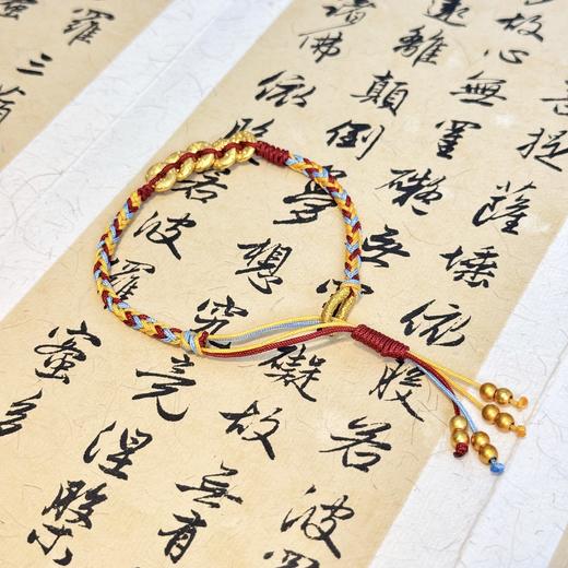 【敦煌五帝钱五彩手绳】敦煌小众古法沙金盘缠彩绳 五帝钱币手工编织手链女 商品图4