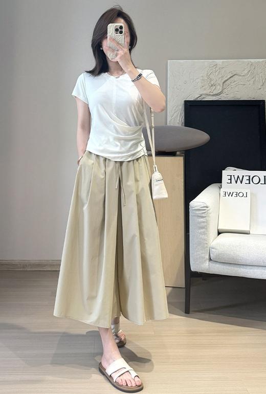 山本轻防晒砂纸裙裤速干阔腿裤不贴腿凉感8分裤A型伞裤 商品图7