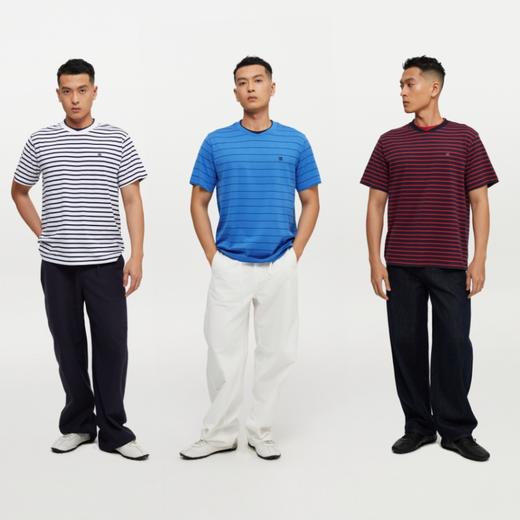 oneup条纹双层领短袖T恤 商品图4