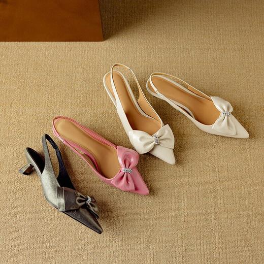【预售5天】春夏新款包头凉鞋女法式小众尖头猫跟高跟鞋蝴蝶结单鞋DB&M6209 商品图2