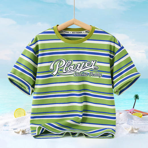 【90-140】【泰迪】男童夏款条纹短袖T恤 商品图0