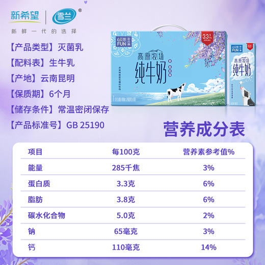 【99元5箱新希望纯牛奶】极致纯净奶源，一级认证牧场！自然清甜，没有腥味！配料只有生牛乳，安全放心！从老人钙质补充到孩子成长助力都非常重要！ 商品图3