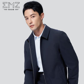 EMZ鄂尔多斯25春季新款正装羊毛夹克翻领拉链商务外套上衣男 9A7600909