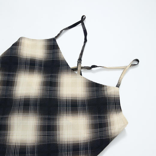 西遇格子吊带连衣裙女夏季新款不规则裙摆露背v领收腰裙子Y0050926 商品图5