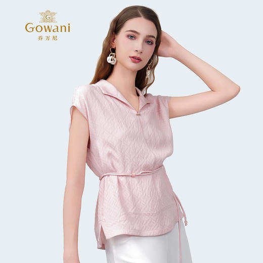 乔万尼100%真丝2025新品收腰时尚衬衫ED2C413 商品图1