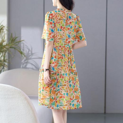WWM-真丝裙子高级感69510 小个子木耳边裙子女夏桑蚕丝碎花印花连衣裙 商品图3