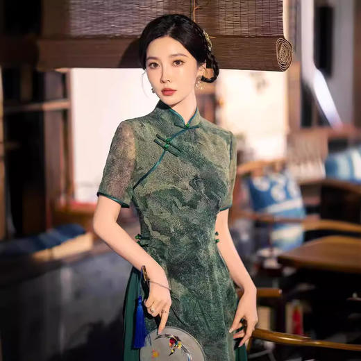 中国风改良奥戴旗袍日常素雅民改良连衣裙茶服GSJ869 商品图2