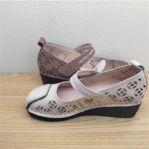 豪行夏季新款24292180真皮休闲打孔低跟女鞋凉鞋皮鞋 商品图3