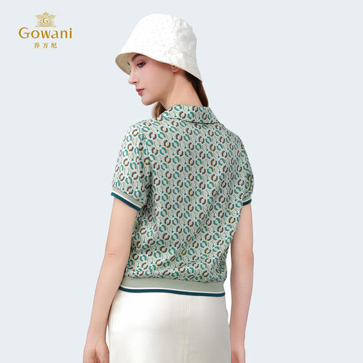 乔万尼新品2025夏季小燕领休闲真丝短袖上衣ED2C446 商品图4