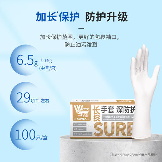 【国产 加长款】一次性白色丁腈手套OWSWNL 商品图3