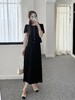 随身携带我的风景｜简约通勤 黄金比例 单排贝壳扣简约设计 针织肌理面料 套装 黑色 商品缩略图0