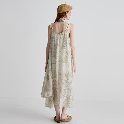 谜底连衣裙无袖女2025夏新品复古风度假真丝宽松A型长裙252GL0675 商品图2